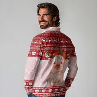 Lovely Pig Merry Christmas Long Sleeve Polo Shirt Xmas Holiday Patterns - Wonder Print Shop
