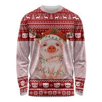 Lovely Pig Merry Christmas Long Sleeve Shirt Xmas Holiday Patterns - Wonder Print Shop