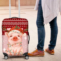 Lovely Pig Merry Christmas Luggage Cover Xmas Holiday Patterns - Wonder Print Shop