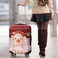 Lovely Pig Merry Christmas Luggage Cover Xmas Holiday Patterns - Wonder Print Shop