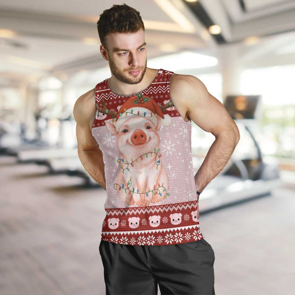 Lovely Pig Merry Christmas Men Tank Top Xmas Holiday Patterns - Wonder Print Shop