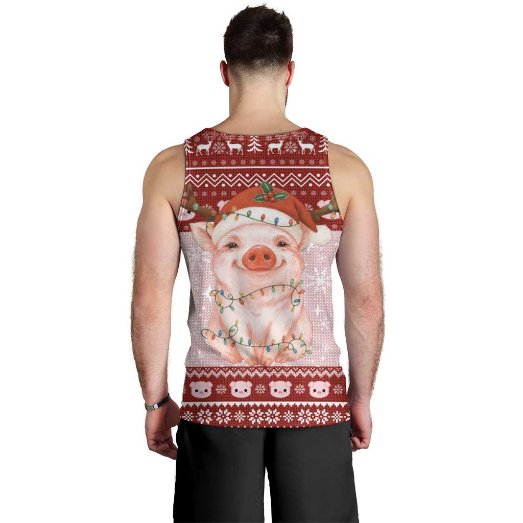 Lovely Pig Merry Christmas Men Tank Top Xmas Holiday Patterns - Wonder Print Shop