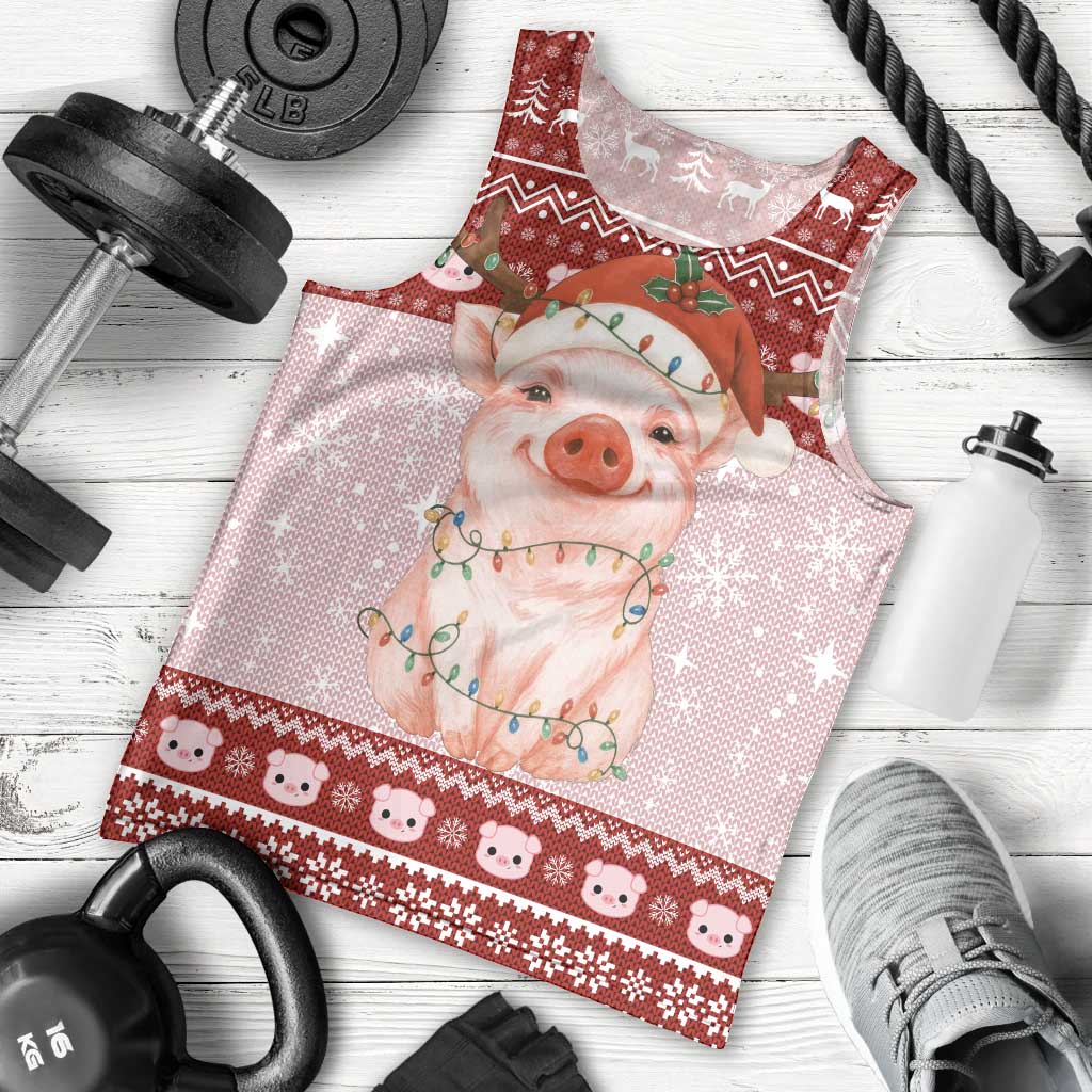 Lovely Pig Merry Christmas Men Tank Top Xmas Holiday Patterns - Wonder Print Shop
