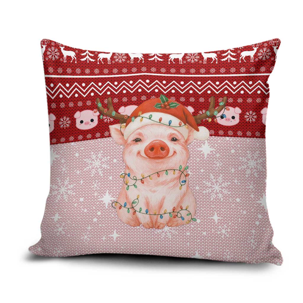 Lovely Pig Merry Christmas Pillow Cover Xmas Holiday Patterns - Wonder Print Shop