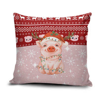 Lovely Pig Merry Christmas Pillow Cover Xmas Holiday Patterns - Wonder Print Shop
