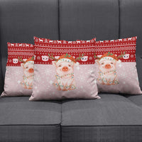 Lovely Pig Merry Christmas Pillow Cover Xmas Holiday Patterns - Wonder Print Shop