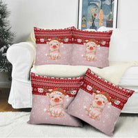 Lovely Pig Merry Christmas Pillow Cover Xmas Holiday Patterns - Wonder Print Shop