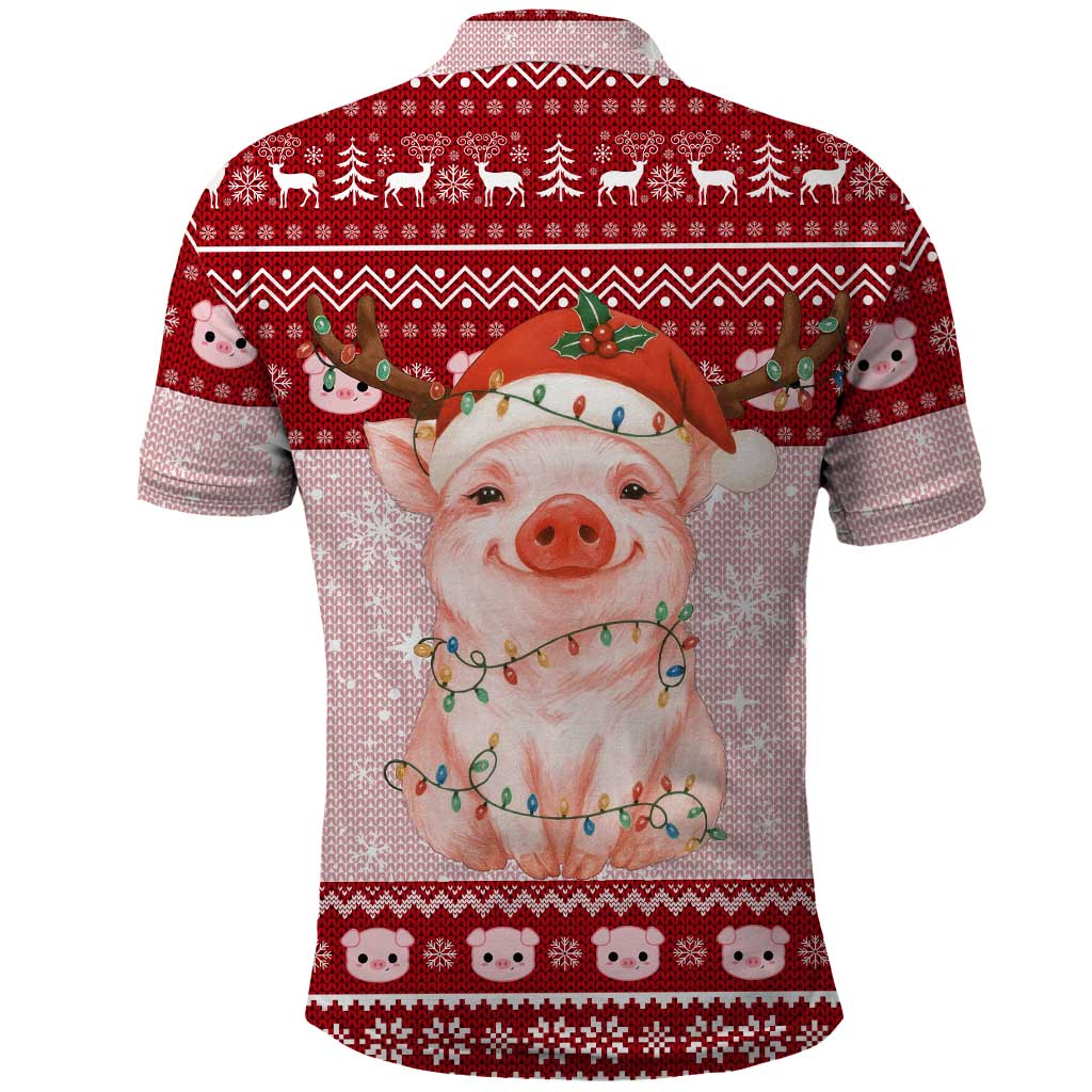 Lovely Pig Merry Christmas Polo Shirt Xmas Holiday Patterns - Wonder Print Shop