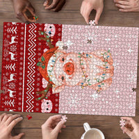 Lovely Pig Merry Christmas Puzzle Xmas Holiday Patterns - Wonder Print Shop