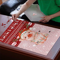 Lovely Pig Merry Christmas Puzzle Xmas Holiday Patterns - Wonder Print Shop
