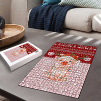 Lovely Pig Merry Christmas Puzzle Xmas Holiday Patterns - Wonder Print Shop
