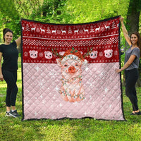 Lovely Pig Merry Christmas Quilt Xmas Holiday Patterns - Wonder Print Shop