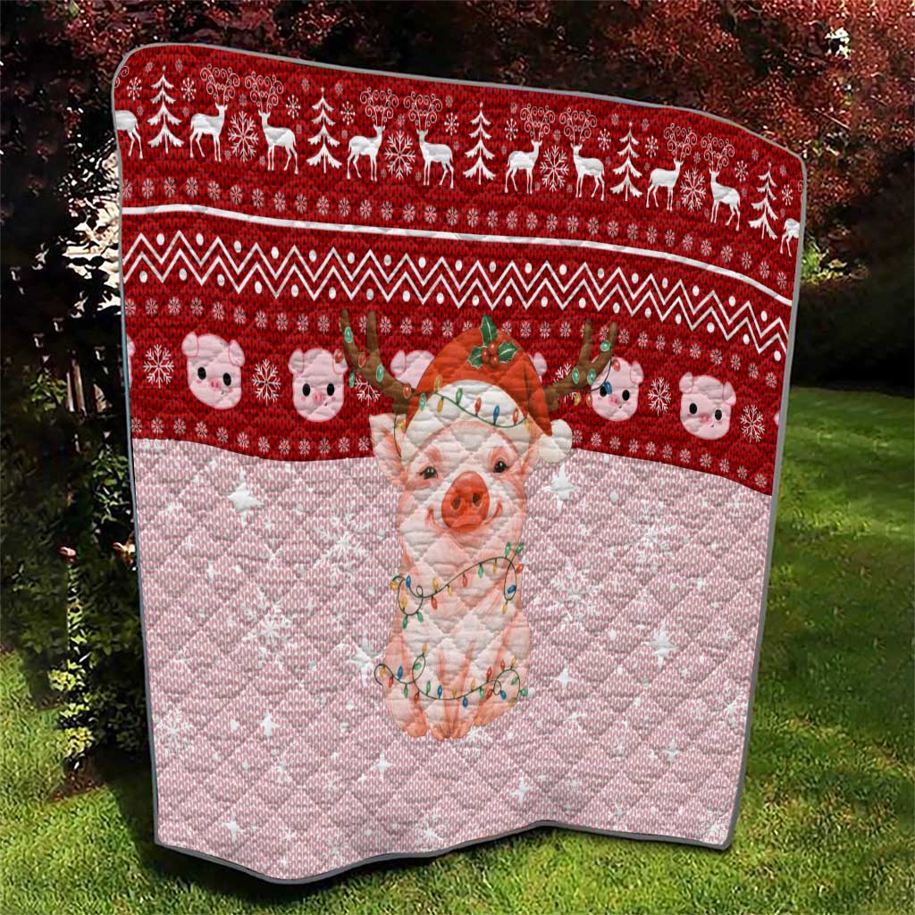 Lovely Pig Merry Christmas Quilt Xmas Holiday Patterns - Wonder Print Shop
