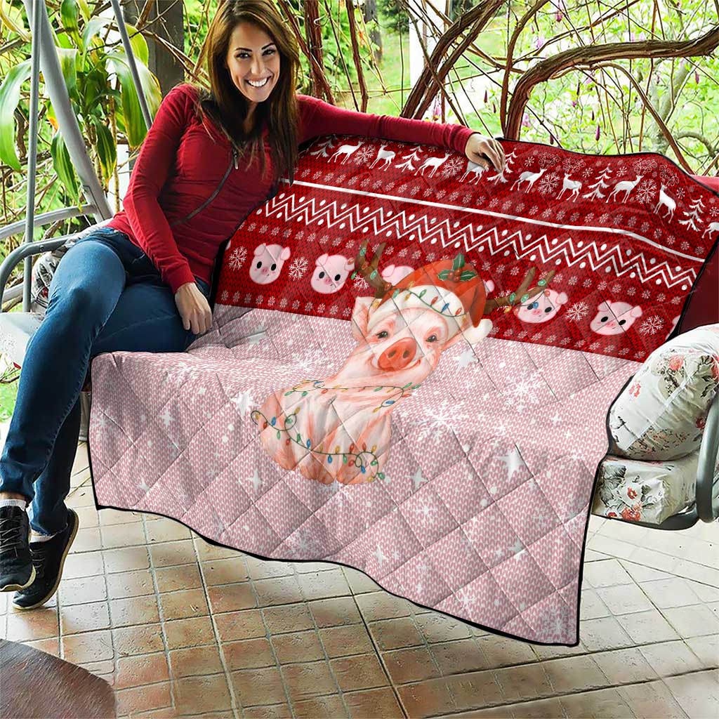 Lovely Pig Merry Christmas Quilt Xmas Holiday Patterns - Wonder Print Shop
