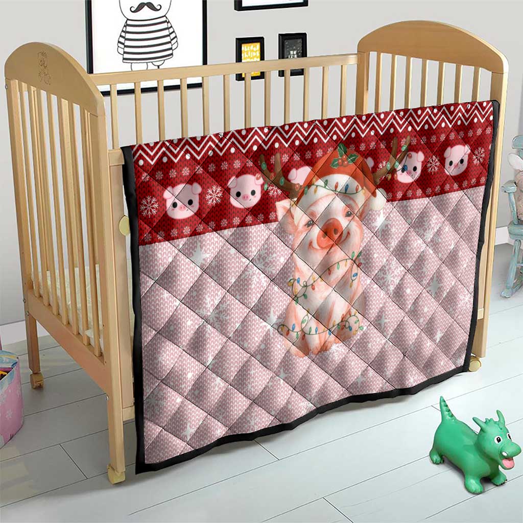 Lovely Pig Merry Christmas Quilt Xmas Holiday Patterns - Wonder Print Shop