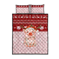 Lovely Pig Merry Christmas Quilt Bed Set Xmas Holiday Patterns - Wonder Print Shop