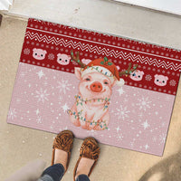 Lovely Pig Merry Christmas Rubber Doormat Xmas Holiday Patterns - Wonder Print Shop