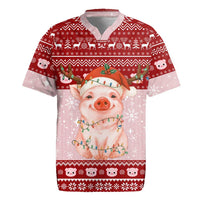Lovely Pig Merry Christmas Rugby Jersey Xmas Holiday Patterns - Wonder Print Shop