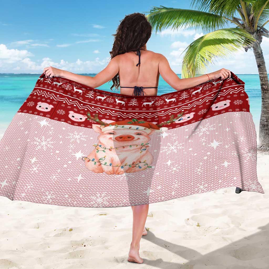 Lovely Pig Merry Christmas Sarong Xmas Holiday Patterns - Wonder Print Shop