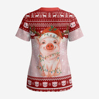 Lovely Pig Merry Christmas Scrub Top Xmas Holiday Patterns - Wonder Print Shop