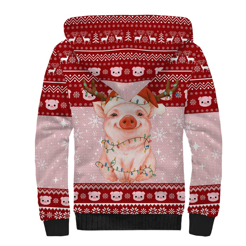 Lovely Pig Merry Christmas Sherpa Hoodie Xmas Holiday Patterns - Wonder Print Shop