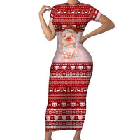 Lovely Pig Merry Christmas Short Sleeve Bodycon Dress Xmas Holiday Patterns - Wonder Print Shop