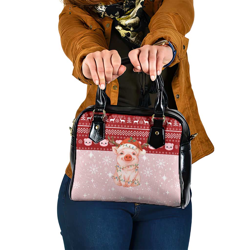 Lovely Pig Merry Christmas Shoulder Handbag Xmas Holiday Patterns - Wonder Print Shop