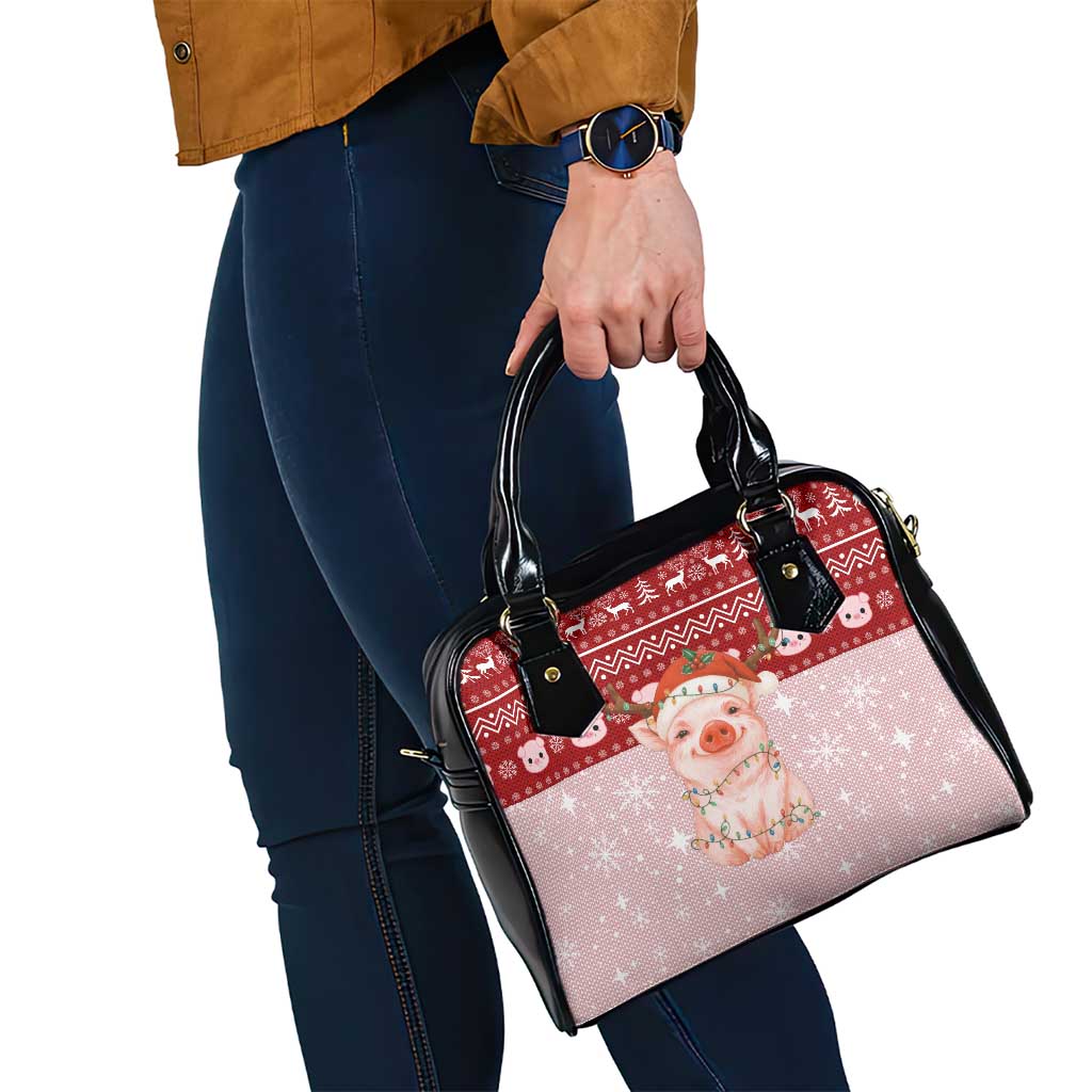 Lovely Pig Merry Christmas Shoulder Handbag Xmas Holiday Patterns - Wonder Print Shop