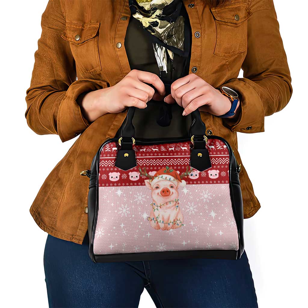 Lovely Pig Merry Christmas Shoulder Handbag Xmas Holiday Patterns - Wonder Print Shop