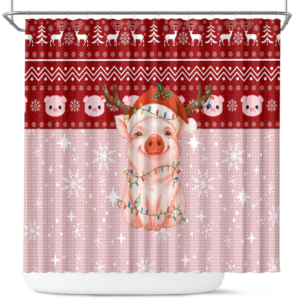 Lovely Pig Merry Christmas Shower Curtain Xmas Holiday Patterns - Wonder Print Shop