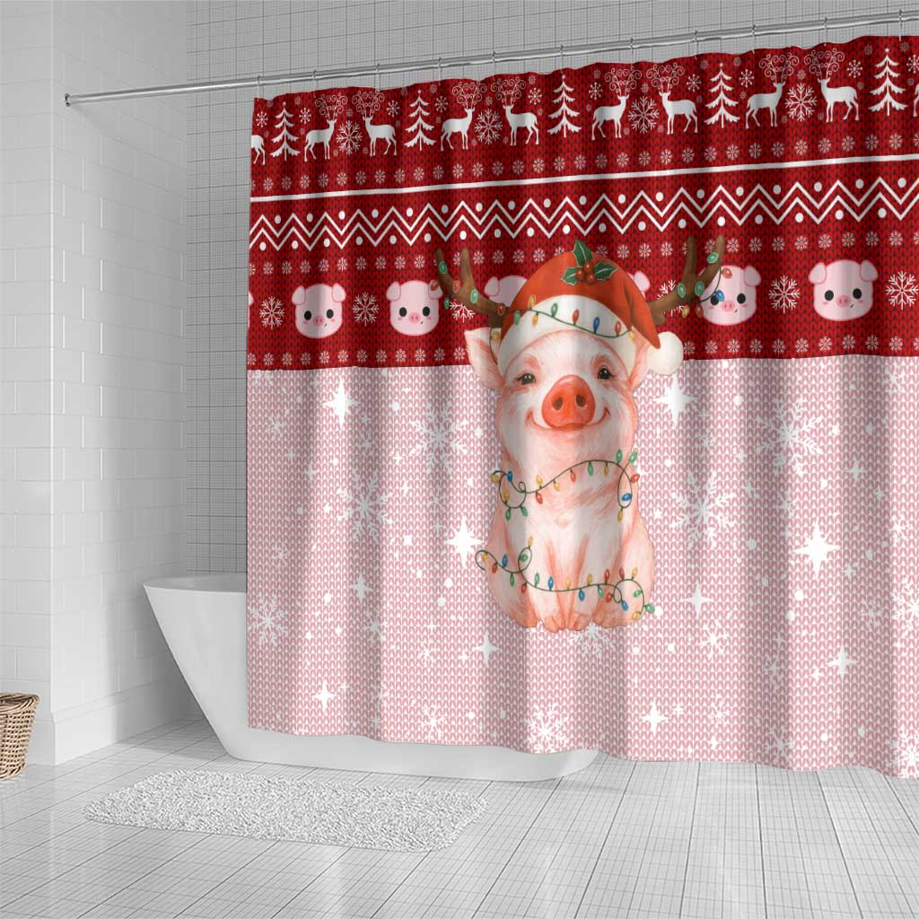 Lovely Pig Merry Christmas Shower Curtain Xmas Holiday Patterns - Wonder Print Shop
