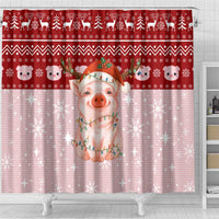 Lovely Pig Merry Christmas Shower Curtain Xmas Holiday Patterns - Wonder Print Shop