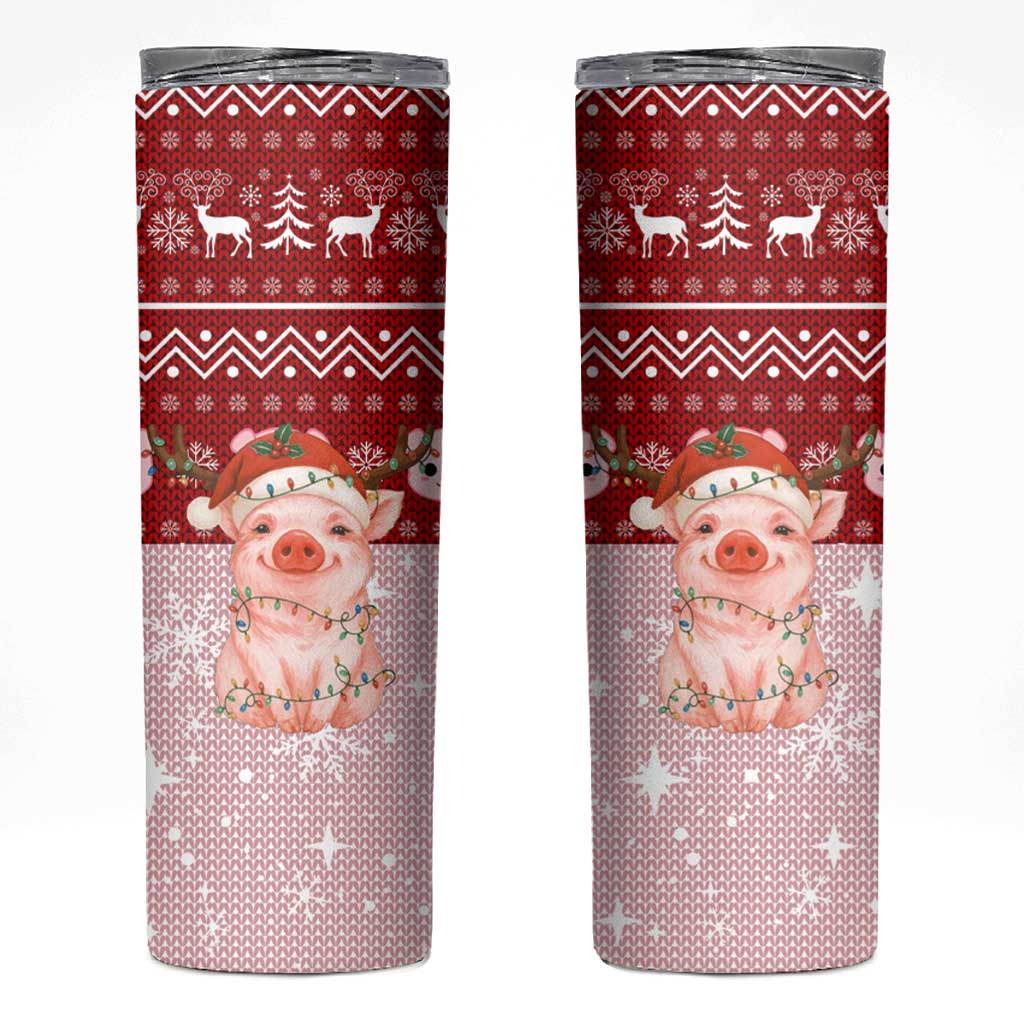 Lovely Pig Merry Christmas Skinny Tumbler Xmas Holiday Patterns - Wonder Print Shop