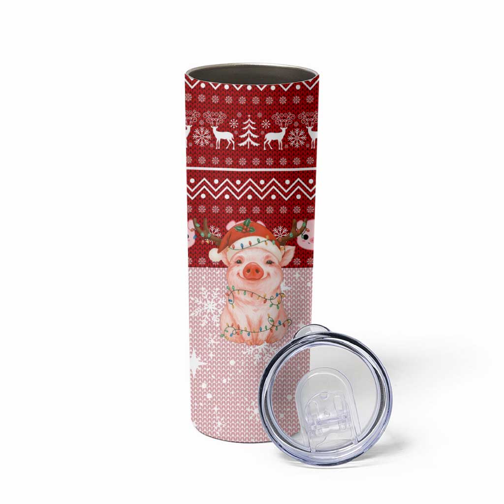 Lovely Pig Merry Christmas Skinny Tumbler Xmas Holiday Patterns - Wonder Print Shop