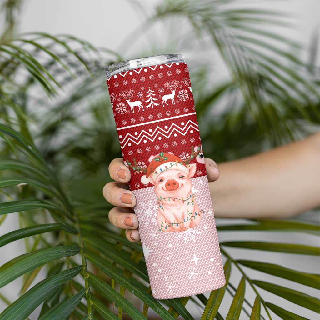Lovely Pig Merry Christmas Skinny Tumbler Xmas Holiday Patterns - Wonder Print Shop