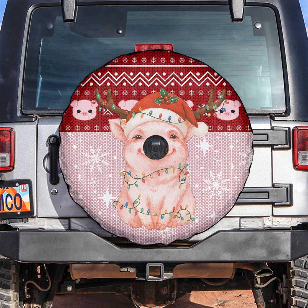 Lovely Pig Merry Christmas Spare Tire Cover Xmas Holiday Patterns - Wonder Print Shop