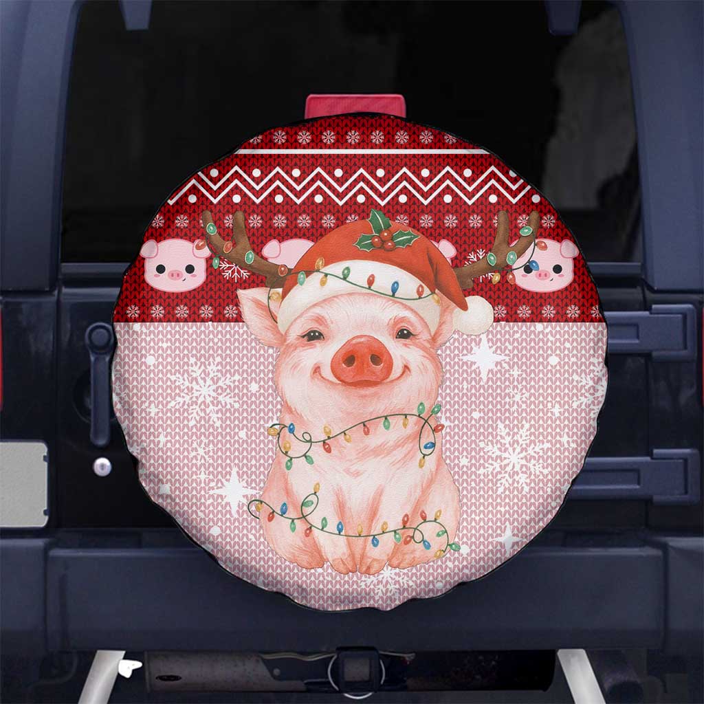 Lovely Pig Merry Christmas Spare Tire Cover Xmas Holiday Patterns - Wonder Print Shop