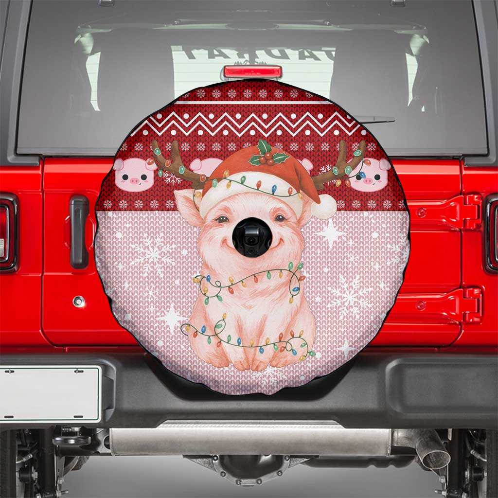 Lovely Pig Merry Christmas Spare Tire Cover Xmas Holiday Patterns - Wonder Print Shop