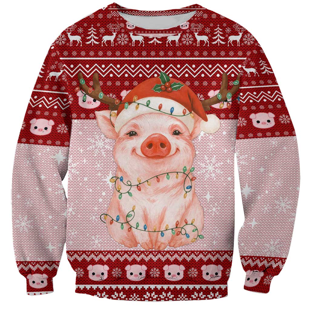 Lovely Pig Merry Christmas Sweatshirt Xmas Holiday Patterns - Wonder Print Shop