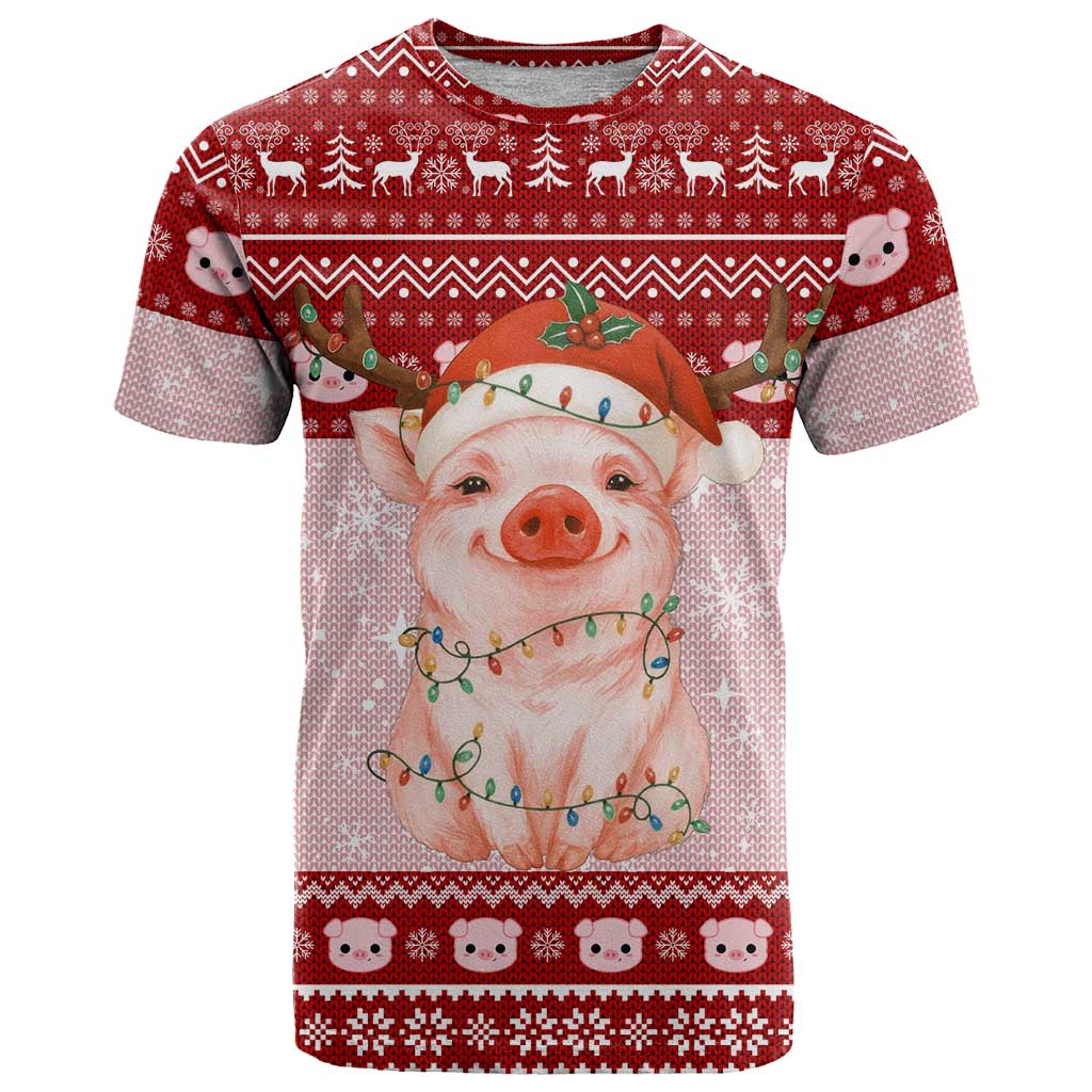 Lovely Pig Merry Christmas T Shirt Xmas Holiday Patterns - Wonder Print Shop