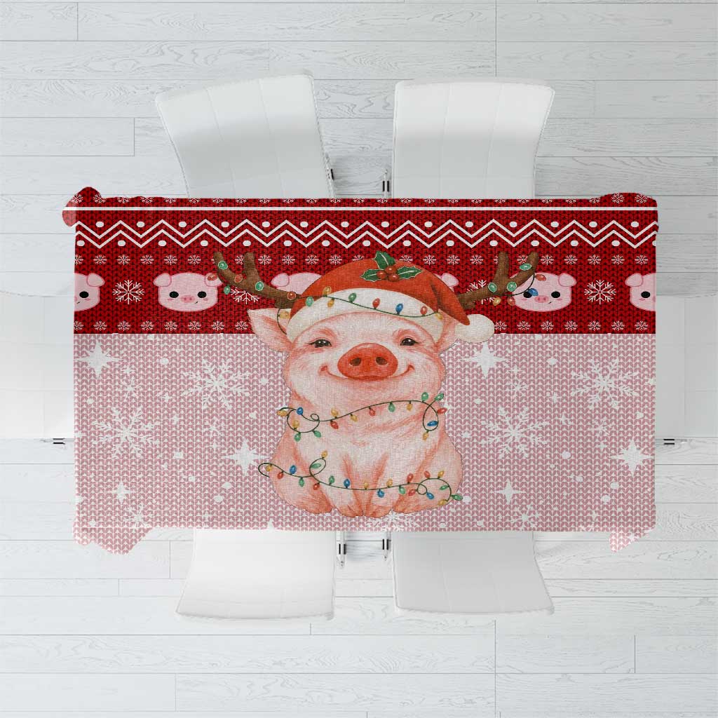 Lovely Pig Merry Christmas Tablecloth Xmas Holiday Patterns - Wonder Print Shop