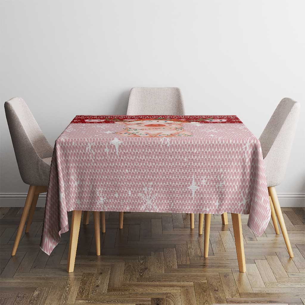 Lovely Pig Merry Christmas Tablecloth Xmas Holiday Patterns - Wonder Print Shop