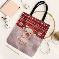 Lovely Pig Merry Christmas Tote Bag Xmas Holiday Patterns - Wonder Print Shop