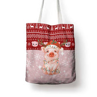 Lovely Pig Merry Christmas Tote Bag Xmas Holiday Patterns - Wonder Print Shop
