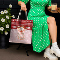 Lovely Pig Merry Christmas Tote Bag Xmas Holiday Patterns - Wonder Print Shop