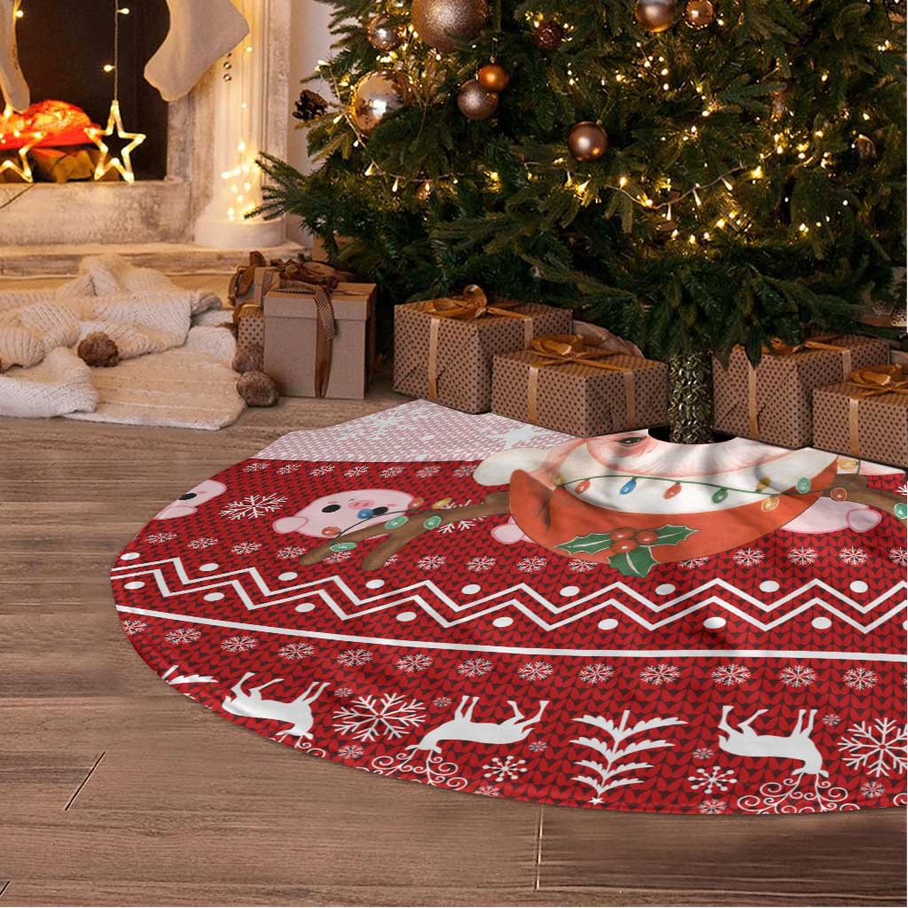 Lovely Pig Merry Christmas Tree Skirt Xmas Holiday Patterns - Wonder Print Shop