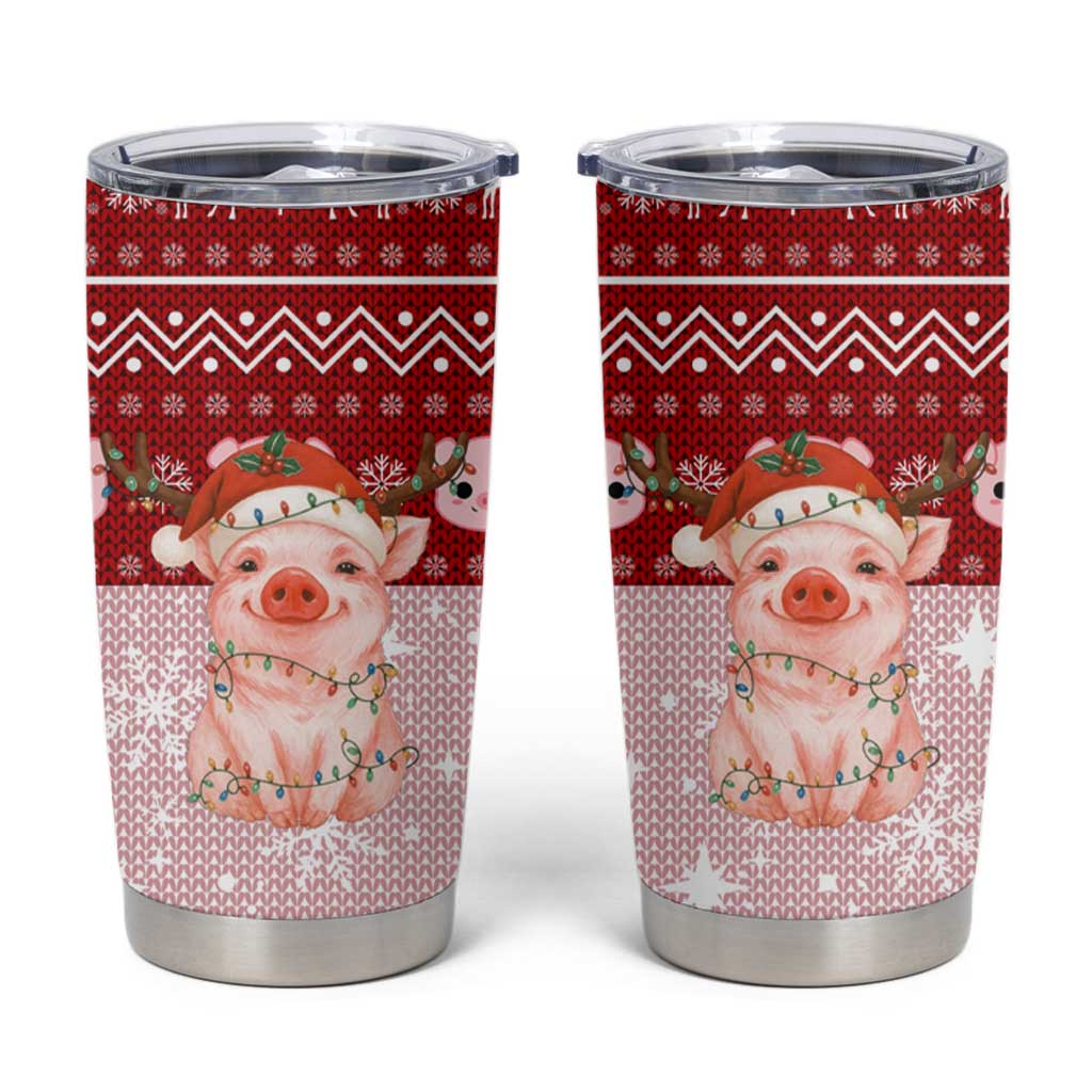 Lovely Pig Merry Christmas Tumbler Cup Xmas Holiday Patterns - Wonder Print Shop