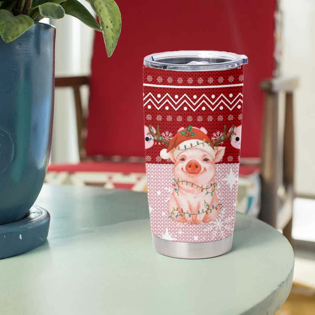 Lovely Pig Merry Christmas Tumbler Cup Xmas Holiday Patterns - Wonder Print Shop