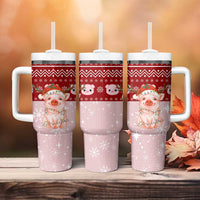 Lovely Pig Merry Christmas Tumbler With Handle Xmas Holiday Patterns - Wonder Print Shop