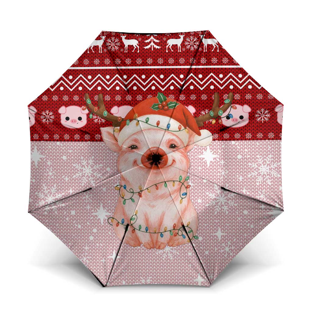 Lovely Pig Merry Christmas Umbrella Xmas Holiday Patterns - Wonder Print Shop